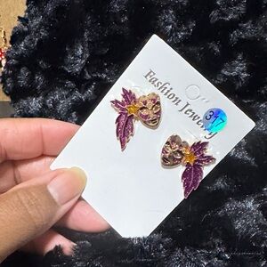 Purple and Gold Mardi Gras Mask Earrings